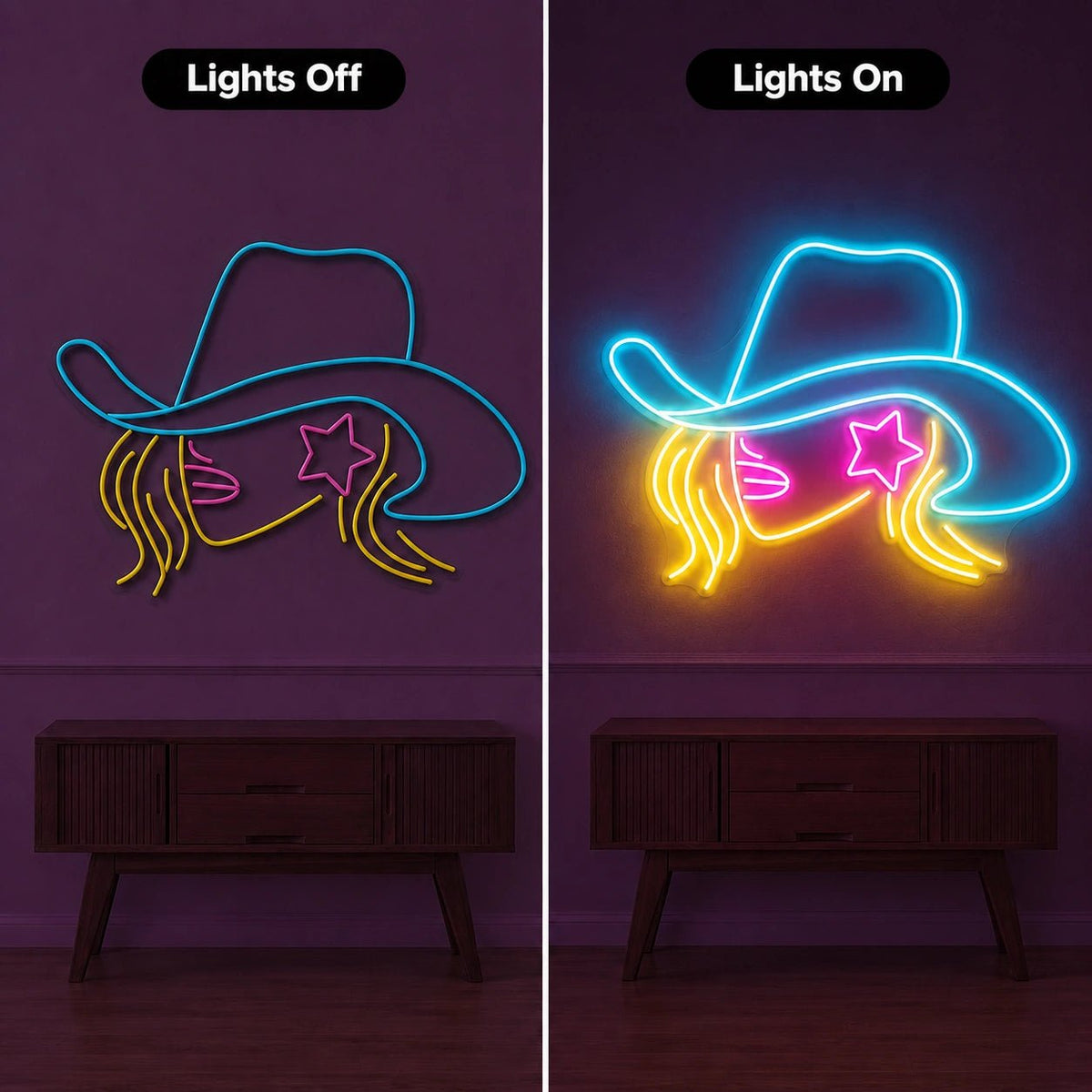 Cowgirl Face LED Neon Sign - Shineneon