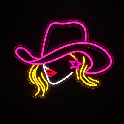 Cowgirl Face Star Vintage LED Neon Sign - Shineneon