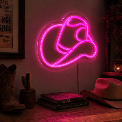 Cowgirl Hat Outline Neon Sign LED Neon Sign real lifestyle scene