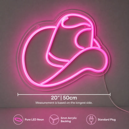 Cowgirl Hat Outline Neon Sign LED Neon Sign size image