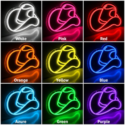 Cowgirl Hat Outline Neon Sign LED Neon Sign color grid