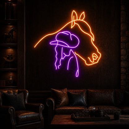 Cowgirl Horse Head Vintage LED Neon Sign high-converting product image