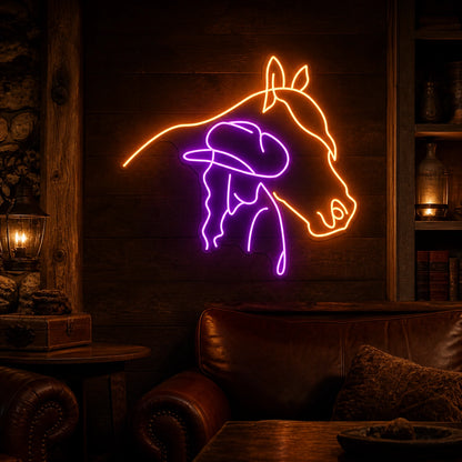 Cowgirl Horse Head Vintage LED Neon Sign real lifestyle scene