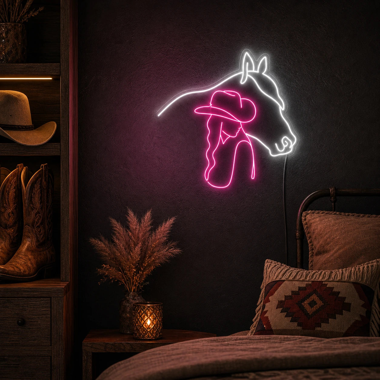 Cowgirl Horse Neon Sign LED Neon Sign real lifestyle scene