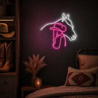 Cowgirl Horse Neon Sign LED Neon Sign real lifestyle scene
