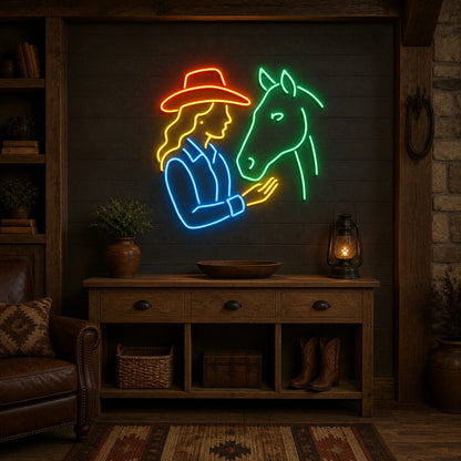 Cowgirl Horse Vintage LED Neon Sign - Shineneon