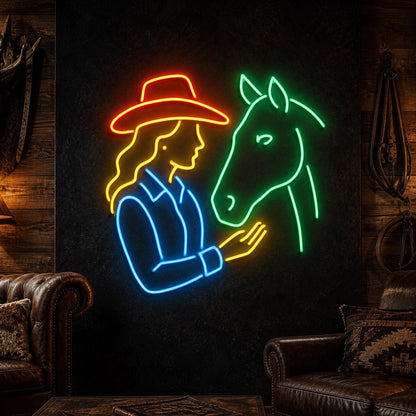 Cowgirl Horse Vintage LED Neon Sign - Shineneon