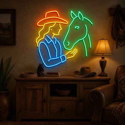 Cowgirl Horse Vintage LED Neon Sign - Shineneon