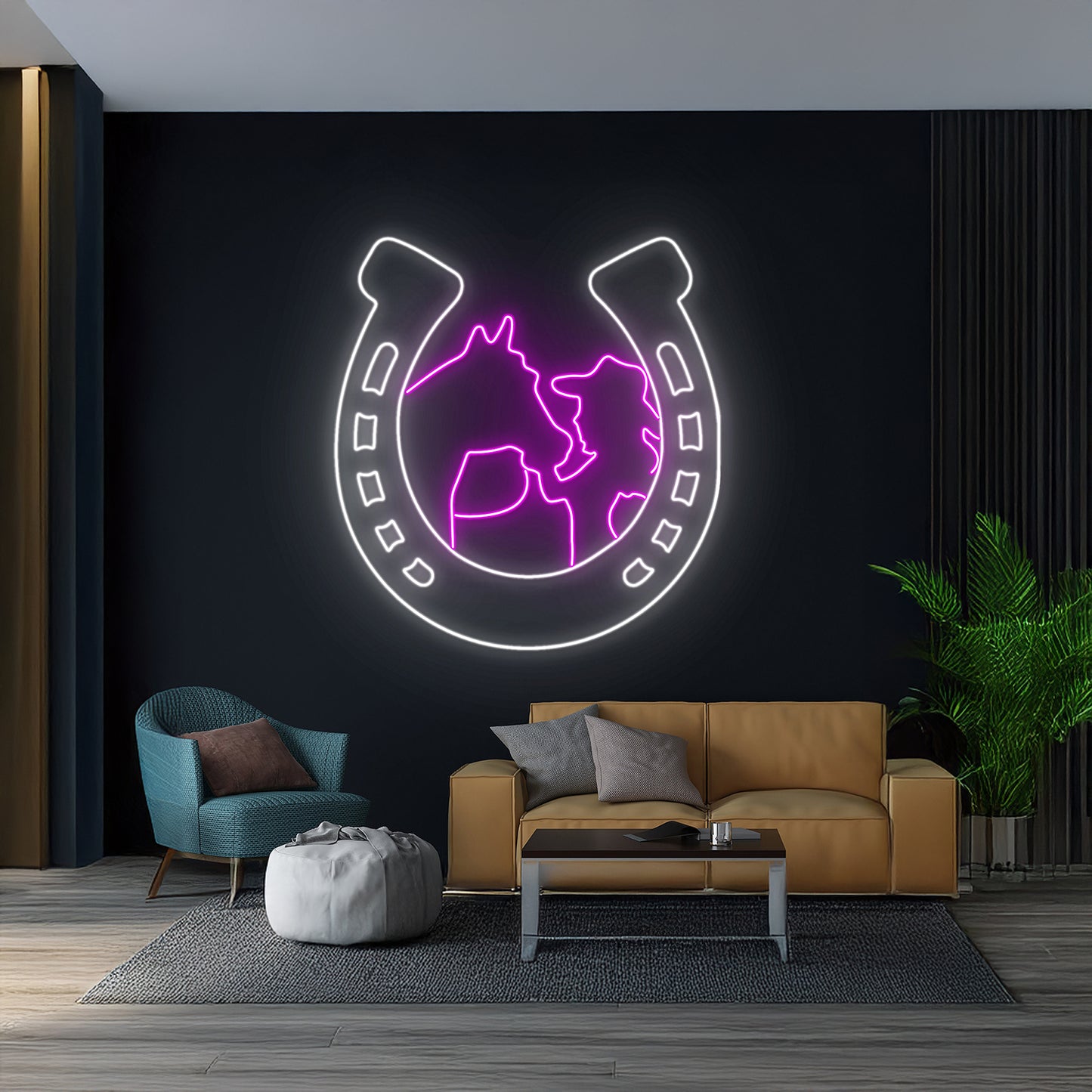 Cowgirl Horseshoes Neon Sign