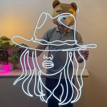 Cowgirl Led Neon Sign Line Art Led Neon Sign | Shineneon