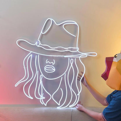 Cowgirl Led Neon Sign Line Art Led Neon Sign | Shineneon
