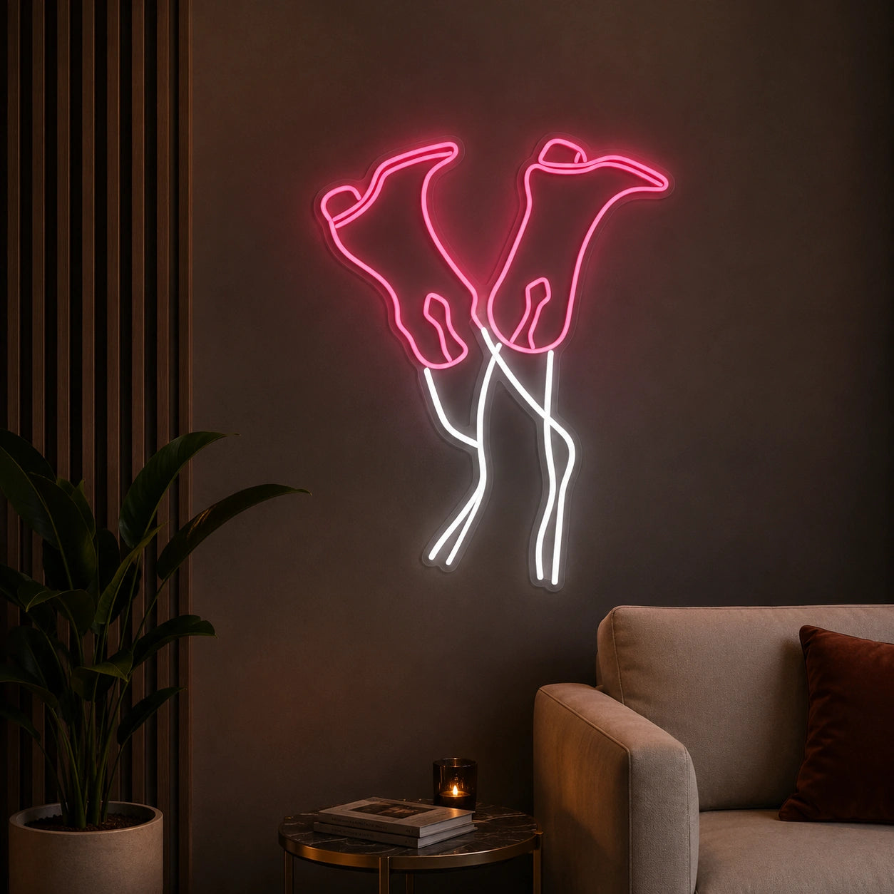 Cowgirl Legs Wearing Boots LED Neon Sign color grid
