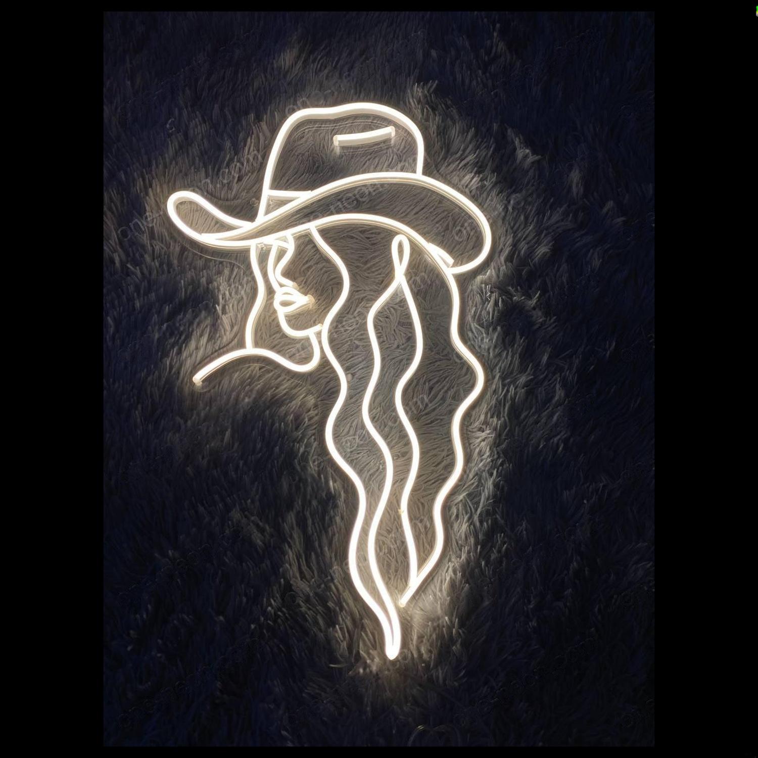 Cowgirl Line Art Led Neon Sign For Western Home Bar Studio Decor | Shineneon