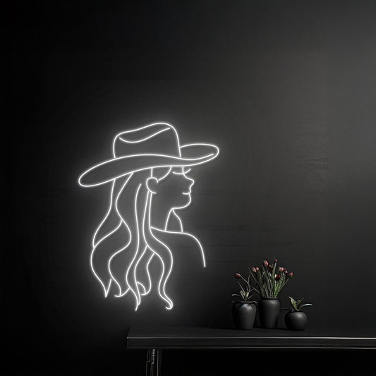 Cowgirl Neon Sign Western Woman Room Wall Art Decor