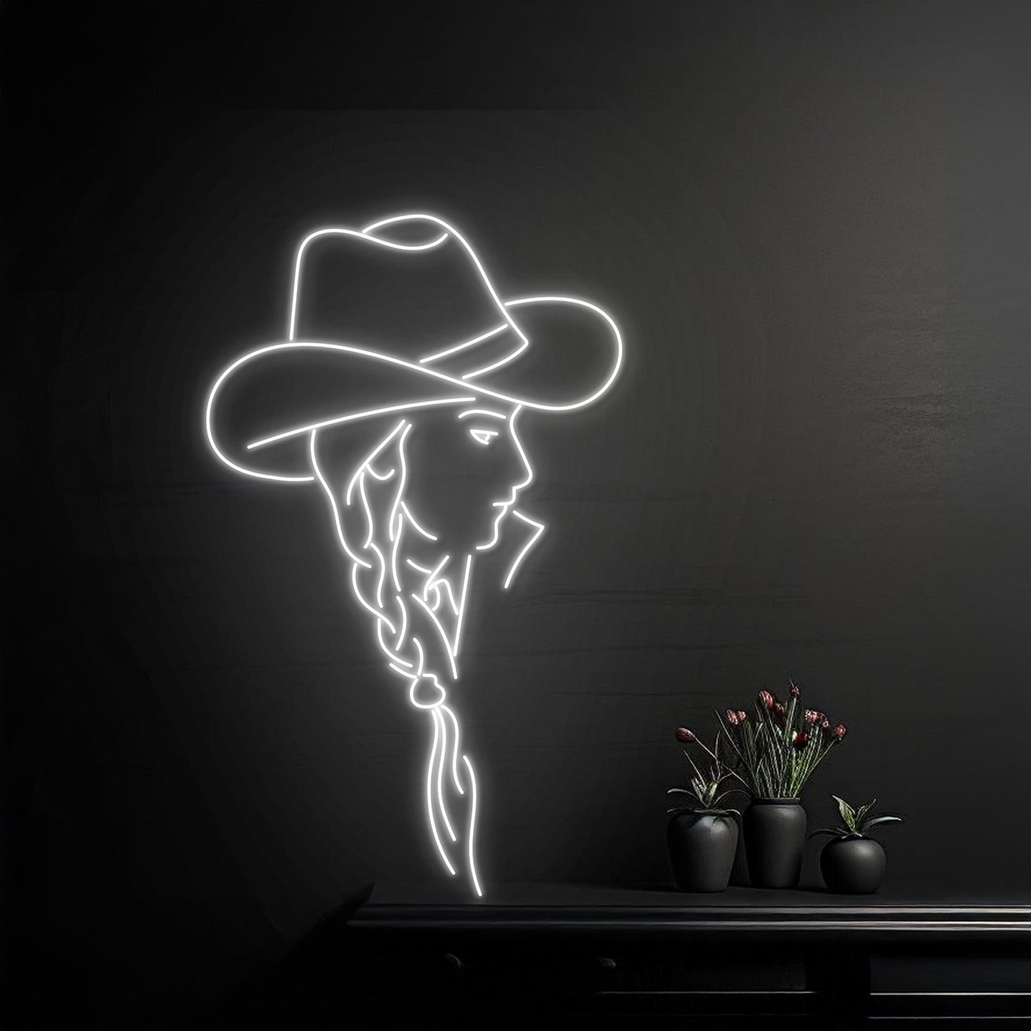 Cowgirl Neon Sign Western Woman Room Wall Decor