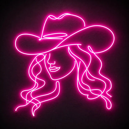 Cowgirl Portrait Hat Vintage LED Neon Sign - Shineneon