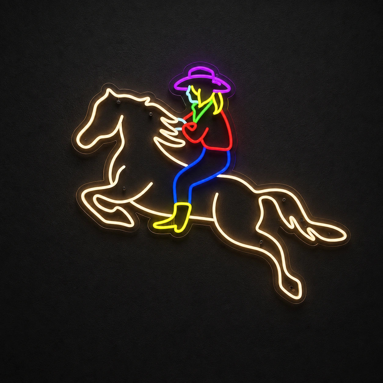 Cowgirl Riding Horse Vintage LED Neon Sign main product image