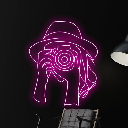 Cowgirl Taking Photo Led Neon Sign Home Decor - Shineneon