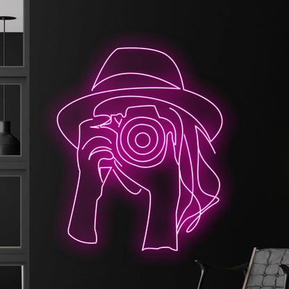 Cowgirl Taking Photo Led Neon Sign Home Decor - Shineneon