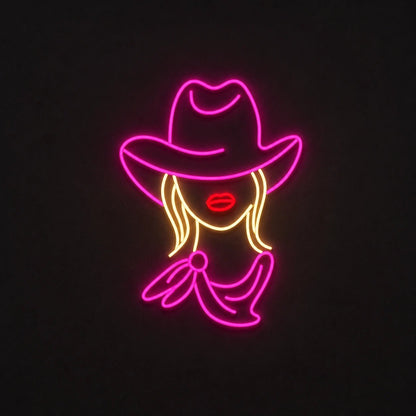 Cowgirl With Hat Vintage LED Neon Sign - Shineneon