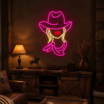 Cowgirl With Hat Vintage LED Neon Sign - Shineneon