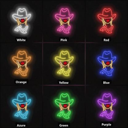 Cowgirl With Hat Vintage LED Neon Sign - Shineneon