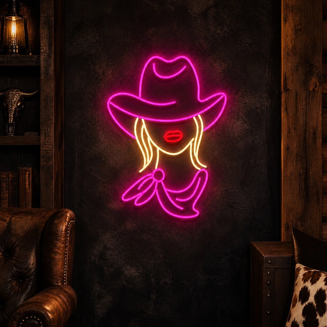 Cowgirl With Hat Vintage LED Neon Sign - Shineneon