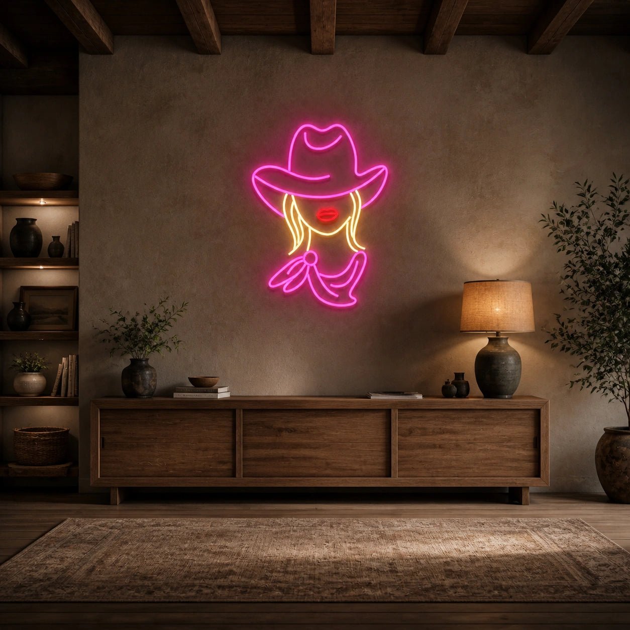 Cowgirl With Hat Vintage LED Neon Sign - Shineneon