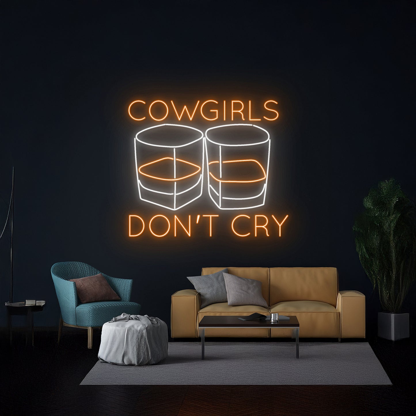 Cowgirls Dont Cry Whiskey Led Sign