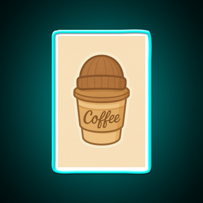 Cozy Coffee Cup With Beanie Cafe Led Neon Sign Espresso Bar Art Rgb Color