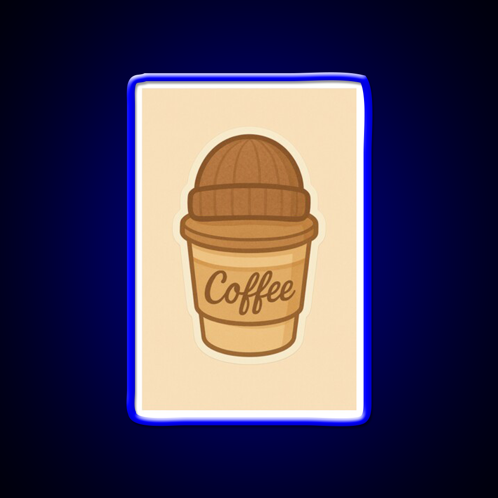 Cozy Coffee Cup With Beanie Cafe Led Neon Sign Espresso Bar Art Rgb Color