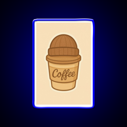 Cozy Coffee Cup With Beanie Cafe Led Neon Sign Espresso Bar Art Rgb Color