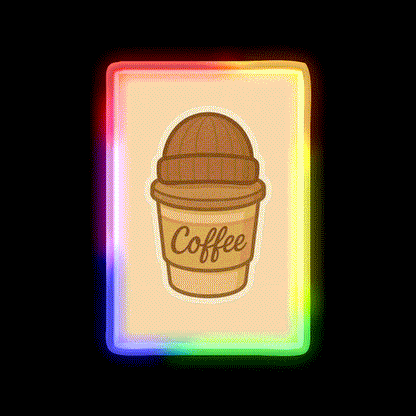 Cozy Coffee Cup With Beanie Cafe Led Neon Sign Espresso Bar Art Rgb Color