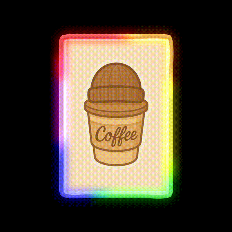 Cozy Coffee Cup With Beanie Cafe Led Neon Sign Espresso Bar Art Rgb Color