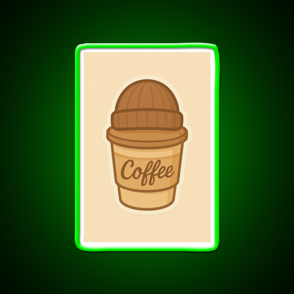 Cozy Coffee Cup With Beanie Cafe Led Neon Sign Espresso Bar Art Rgb Color