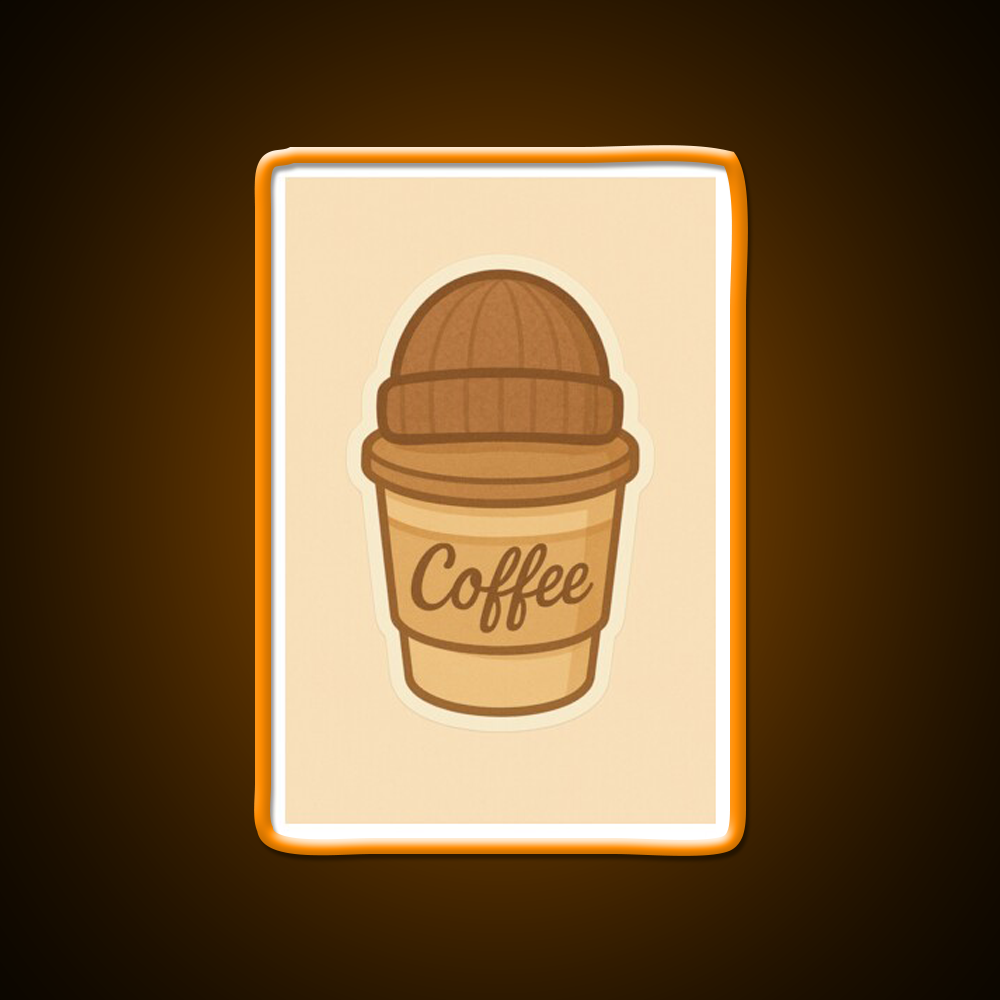 Cozy Coffee Cup With Beanie Cafe Led Neon Sign Espresso Bar Art Rgb Color