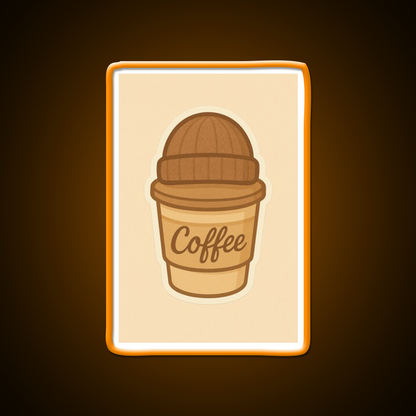 Cozy Coffee Cup With Beanie Cafe Led Neon Sign Espresso Bar Art Rgb Color