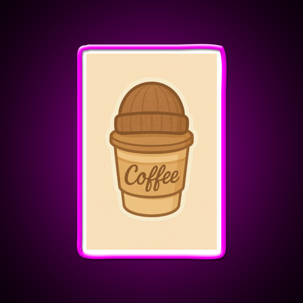 Cozy Coffee Cup With Beanie Cafe Led Neon Sign Espresso Bar Art Rgb Color