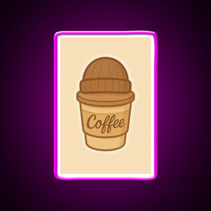 Cozy Coffee Cup With Beanie Cafe Led Neon Sign Espresso Bar Art Rgb Color