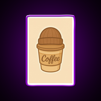 Cozy Coffee Cup With Beanie Cafe Led Neon Sign Espresso Bar Art Rgb Color
