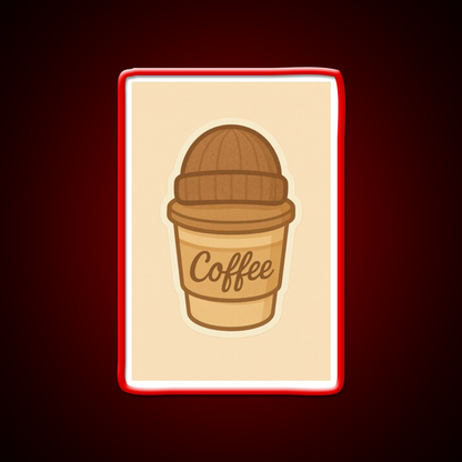Cozy Coffee Cup With Beanie Cafe Led Neon Sign Espresso Bar Art Rgb Color