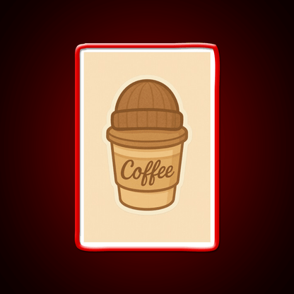 Cozy Coffee Cup With Beanie Cafe Led Neon Sign Espresso Bar Art Rgb Color - Shineneon