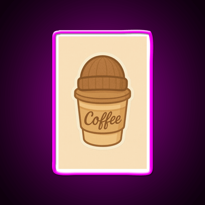 Cozy Coffee Cup With Beanie Cafe Led Neon Sign Espresso Bar Art Rgb Color - Shineneon