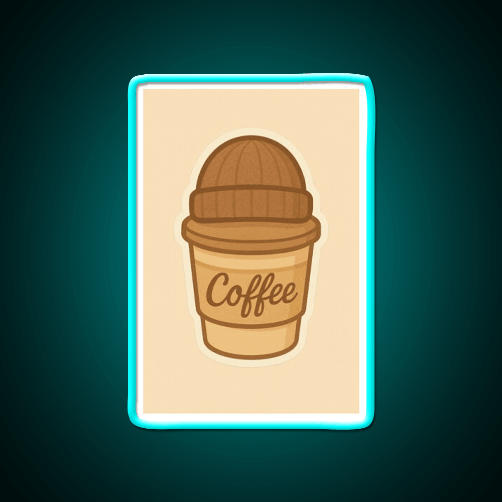 Cozy Coffee Cup With Beanie Cafe Led Neon Sign Espresso Bar Art Rgb Color - Shineneon