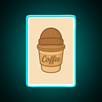 Cozy Coffee Cup With Beanie Cafe Led Neon Sign Espresso Bar Art Rgb Color - Shineneon