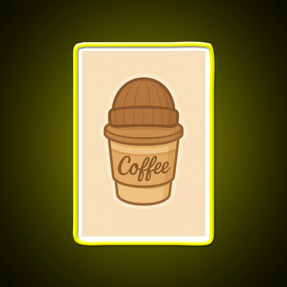 Cozy Coffee Cup With Beanie Cafe Led Neon Sign Espresso Bar Art Rgb Color - Shineneon