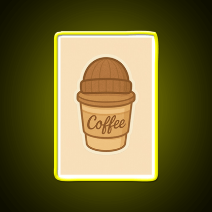 Cozy Coffee Cup With Beanie Cafe Led Neon Sign Espresso Bar Art Rgb Color - Shineneon