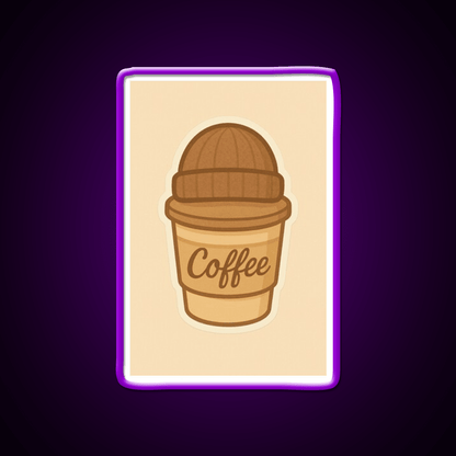 Cozy Coffee Cup With Beanie Cafe Led Neon Sign Espresso Bar Art Rgb Color - Shineneon
