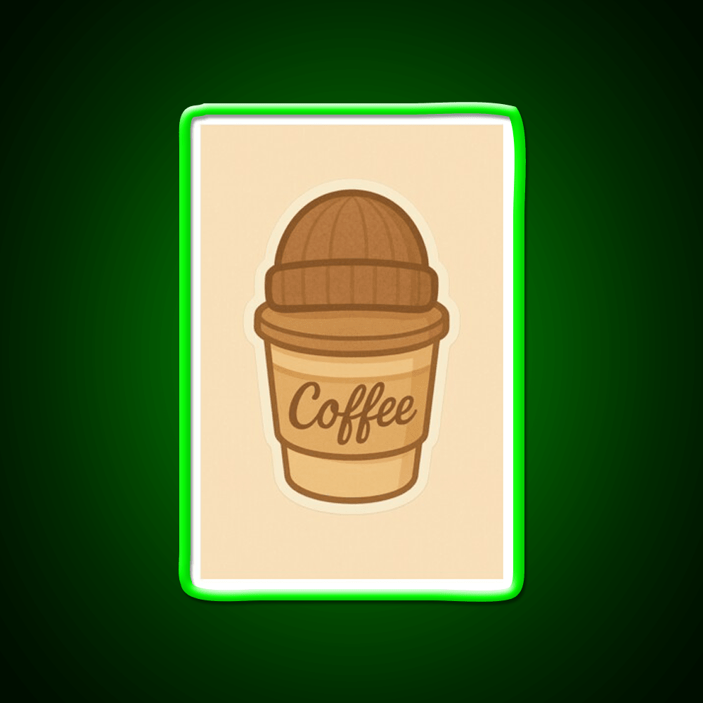 Cozy Coffee Cup With Beanie Cafe Led Neon Sign Espresso Bar Art Rgb Color - Shineneon