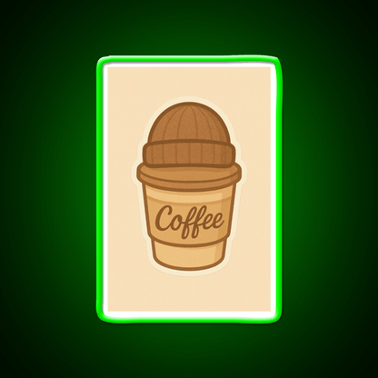 Cozy Coffee Cup With Beanie Cafe Led Neon Sign Espresso Bar Art Rgb Color - Shineneon